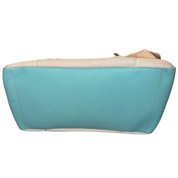 TIFFANY & CO Large Tiffany Blue/Natural Canvas Leather Trim Canvas Tote Bag - Picture 13 of 14